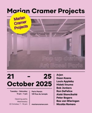 Pop Up during Paris Art Week during Art Basel at Marian Cramer Projects, Amsterdam
